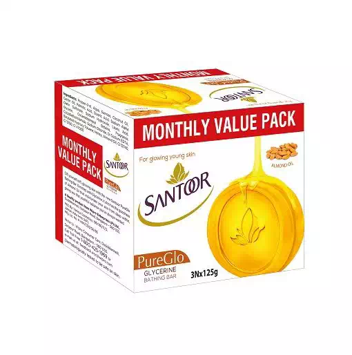 SANTOOR GLYCERINE SOAP 3X125GM SET SOAP 125 gm