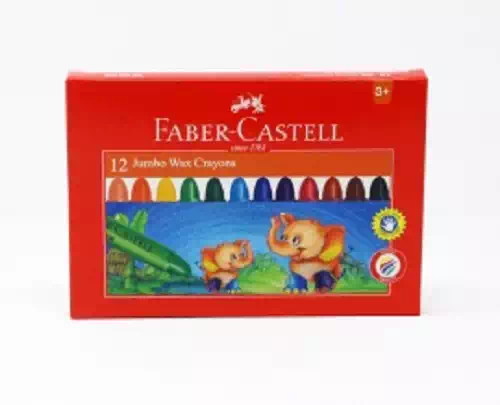 FABER CASTELL WAX CRAYONS JUMBO 90MM 12 COLOURS 1 Nos