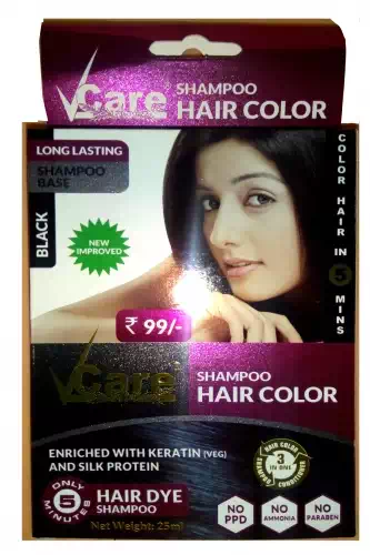 VCARE HAIR COLOUR SHAMPOO WOMEN (BLACK) 25 ml