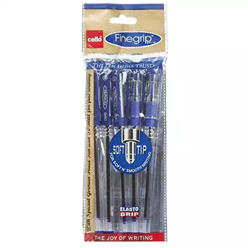 CELLO FINEGRIP BALLPOINT PEN BLUE PACK OF 5 5 Nos