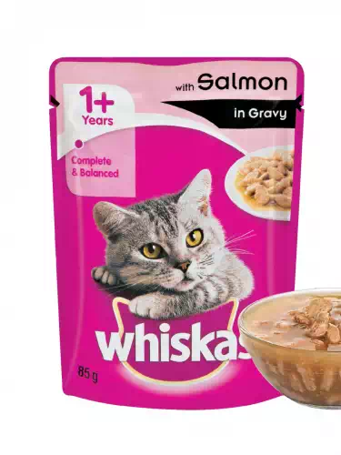 WHISKAS SALMON IN GRAVY 85 gm