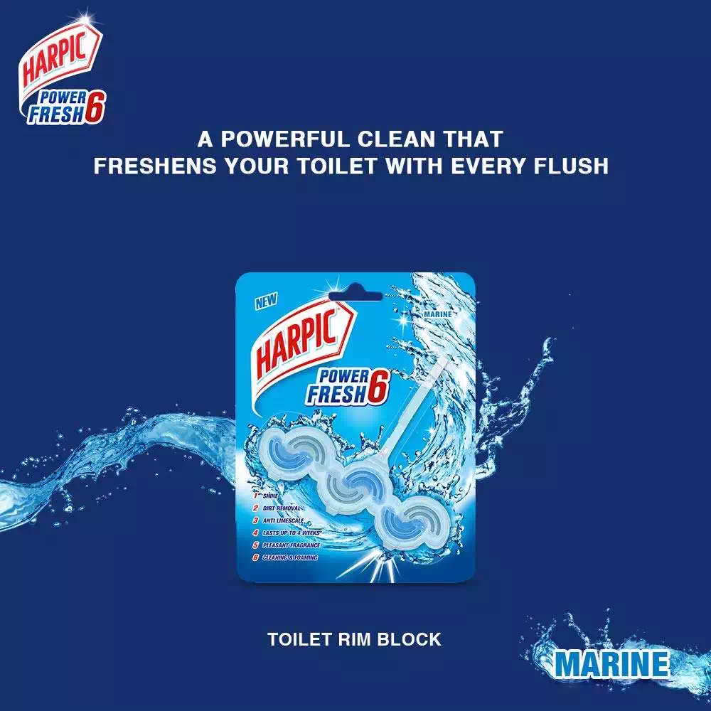 HARPIC POWER FRESH6 TOILET RIM BLOCK MARINE 39 gm