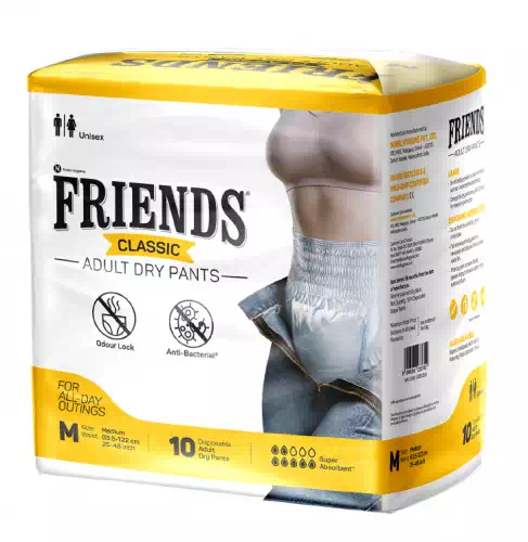 FRIENDS CLASSIC ADULT DRY PANTS MEDIUM 10S 10 Nos