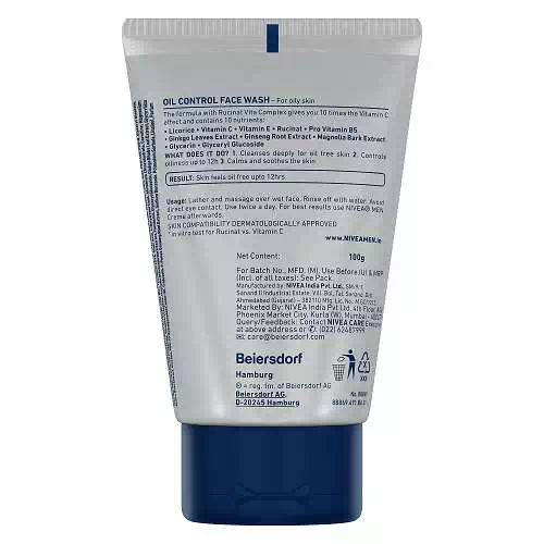 NIVEA MEN OIL CONTROL FACE WASH 100 ml