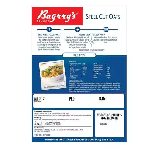 BAGRRYS STEEL CUT OATS 500 gm