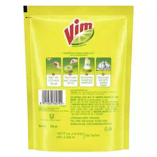 VIM LIQUID LIME GEL YELLOW POUCH 500 ml