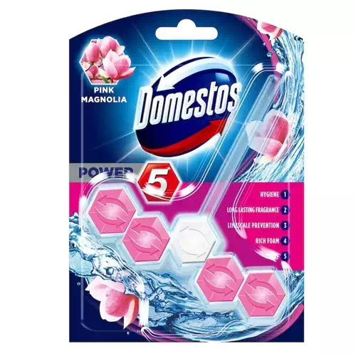 DOMESTOS POWER PINK MAGNOLIA TOILET RIM BLOCK 55 gm