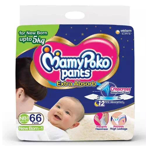MAMY POKO PANTS EXTRA ABSORB  NEW BORN-1 60 Nos