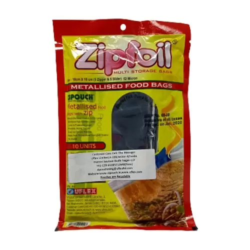 ZIPFOIL METALLISED FOOD BAG 10N 10 Nos