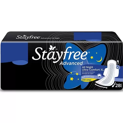 STAYFREE ADVANCE ALL NIGHT ULTRA COMFORT XL WINGS 28 Nos