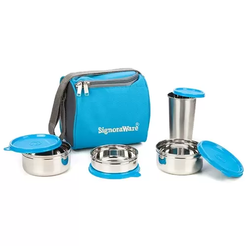 SIGNORAWARE BEST STEEL LUNCH BOX WITH STEEL TUMBLER 1 Nos