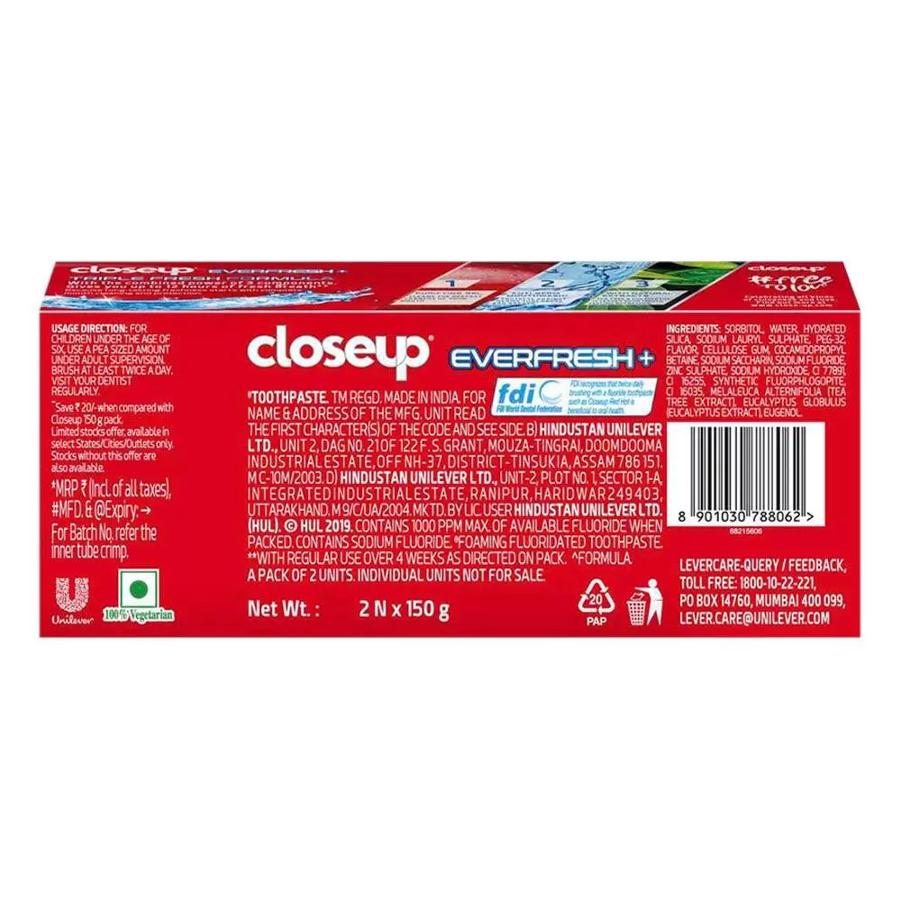 CLOSE UP RED HOT GEL VENUS 1 + 1 TOOTH PASTE 150 gm