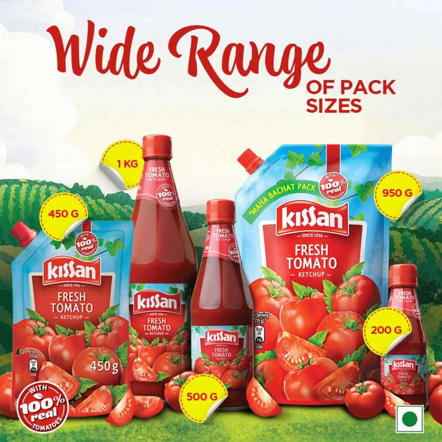 KISSAN FRESH TOMATO KETCHUP POUCH 900 gm