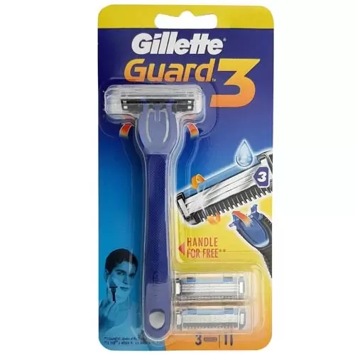 GILLETTE GUARD 3 RAZOR+3CARTRIDGES 1 Nos