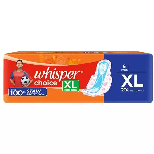 WHISPER CHOICE EXTRA LONG XL 6 PADS 280 MM 6 Nos