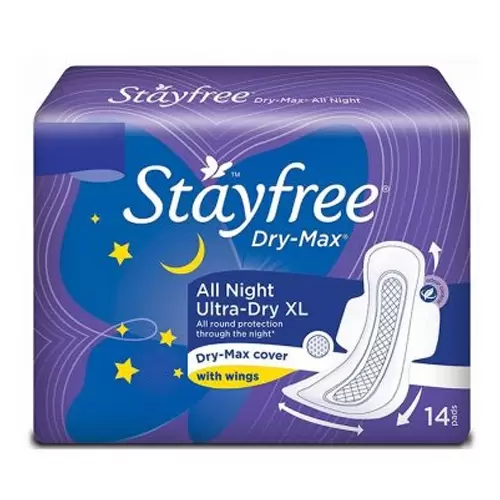 STAYFREE ALL NIGHT ULTRA- DRY  XL 14PADS (BLUE) 14 Nos