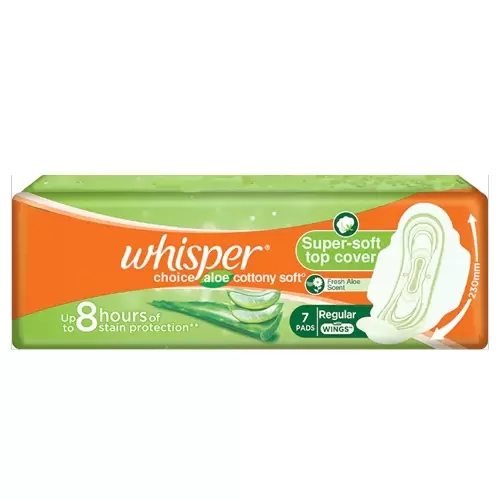 WHISPER CHOICE ALOE VERA WINGS REGULAR 7PADS 7 Nos