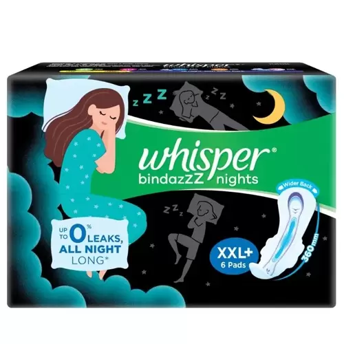 WHISPER BINDAZZZ NIGHTS XXL WINGS 6PADS 6 Nos