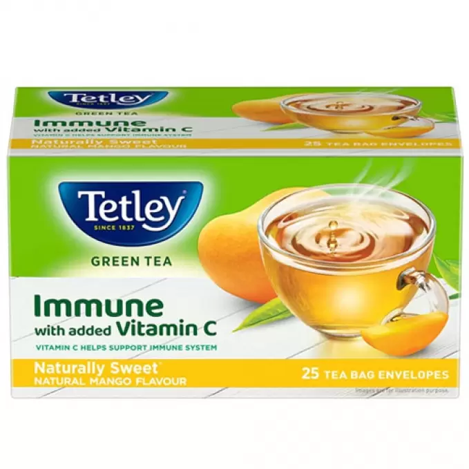 TETLEY GREEN TEA NATURAL MANGO 25BAG 25 Nos