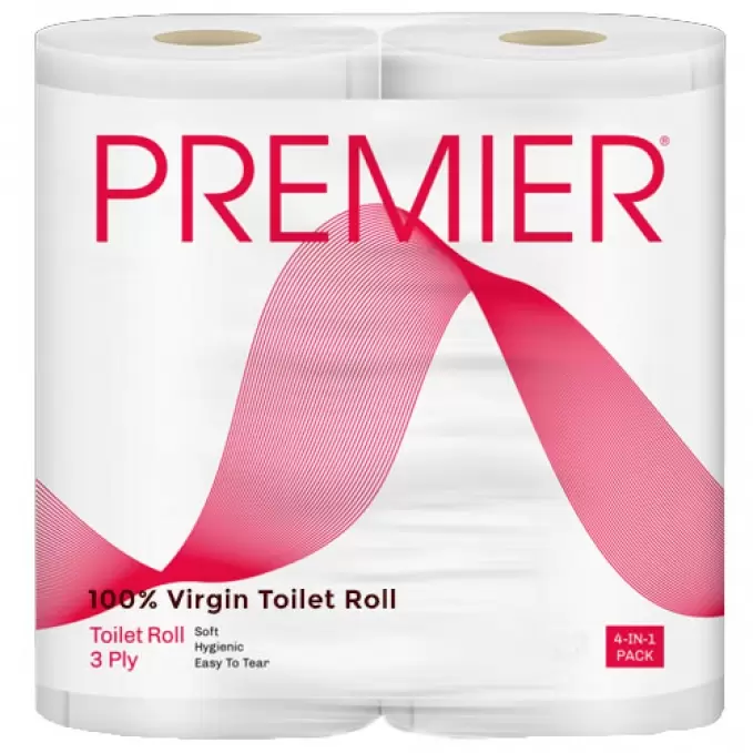 PREMIER TOILET TISSUE PAPER ROLL 4IN1 3PLY 4 Nos