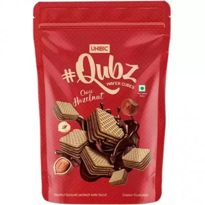 UNIBIC QUBZ CHOCO HAZELNUT WAFER CUBES  150 gm