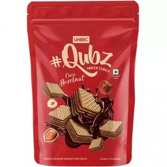 UNIBIC QUBZ CHOCO HAZELNUT WAFER CUBES  120 gm