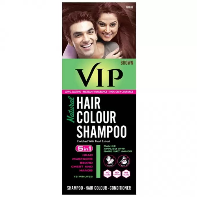 VIP HAIR COLOUR SHAMPOO 180ML (BROWN) 180 ml