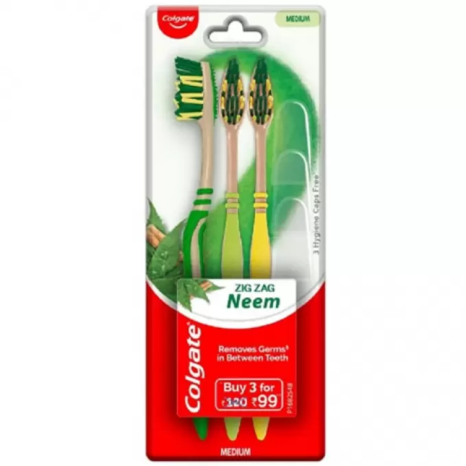 COLGATE ZIG ZAG NEEM TOOTH BRUSH MEDIUM  3 Nos