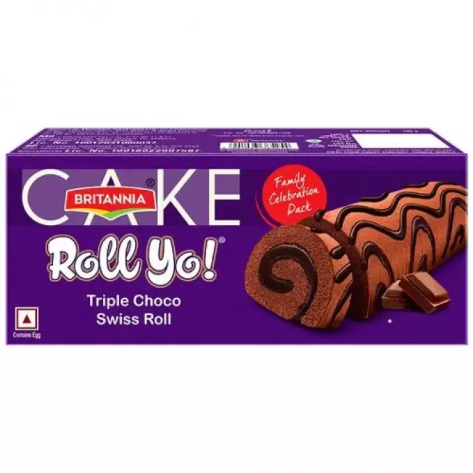 BRITANNIA CAKE TRIPLE CHOCO SWISS ROLL 165g 165 gm