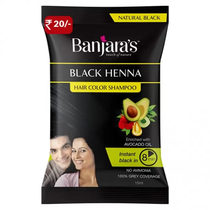 BANJARAS BLACK HENNA HAIR COLOR SHAMPOO 15ml 15 ml