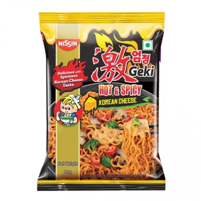 NISSIN HOT&SPICY KOREAN CHEESE NOODLES 80g 80 mg