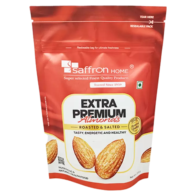 SAFFRON EXTRA PREMIUM ROASTED & SALTED ALMONDS 200g 200 gm