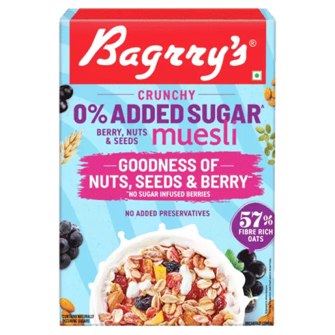 BAGRRYS CRUNCHY 0% ADDED SUGAR MUESLI 500g 500 gm