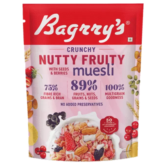 BAGRRYS CRUNCHY NUTTY FRUITY MUESLI 425g 425 gm