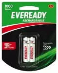EVEREADY RECHARGEABLE 2AA 1000 SERIES 2pcs