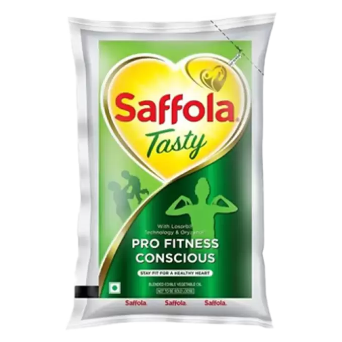 SAFFOLA TASTY EDIBLE OIL POUCH (GREEN) 1 l