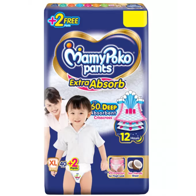 MAMY POKO PANTS EXTRA ABSORB  XL 40+2 Free Pcs 42 Nos