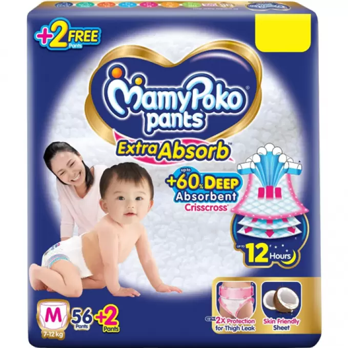 MAMY POKO PANTS MEDIUM 56+2 Free Pcs 58 Nos