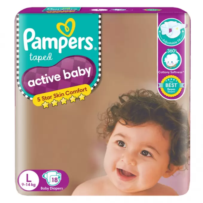 PAMPERS ACTIVE BABY LARGE 18 Nos