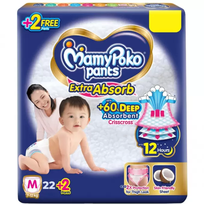 MAMY POKO PANTS MEDIUM 22+2 Free Pcs 24 Nos