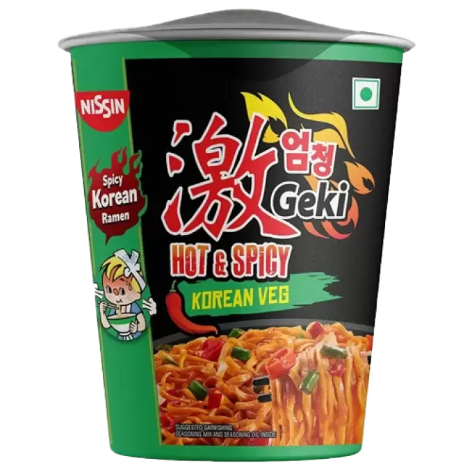 NISSIN HOT&SPICY KOREAN VEG CUP NOODLES 70GM 70 gm