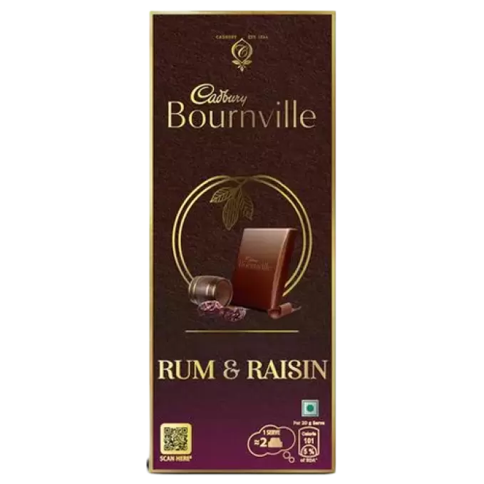 CADBURY BOURNVILLE RUM & RAISIN CHOCOLATE 80GM 80 gm