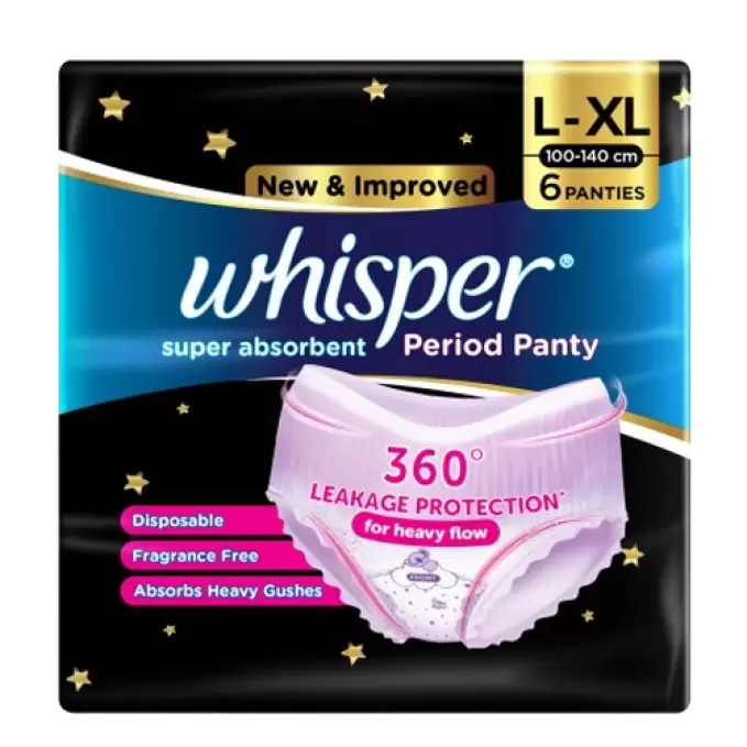 WHISPER PERIOD PANTY L-XL 6PANTIES 6 Nos